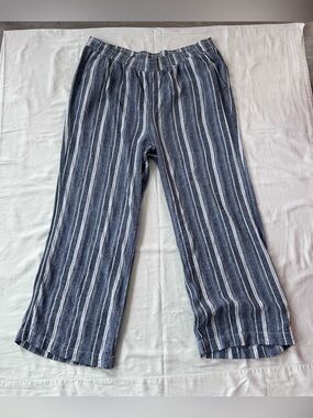 Briggs Linen Blend Wide Leg Striped Pants - Coastal Grandma Size XXL